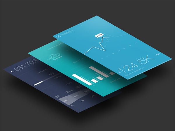 Flat Web Design Mobile Apps Featuring Graphs