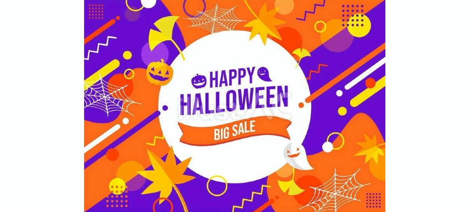 halloween sale geometric autumn leaves background