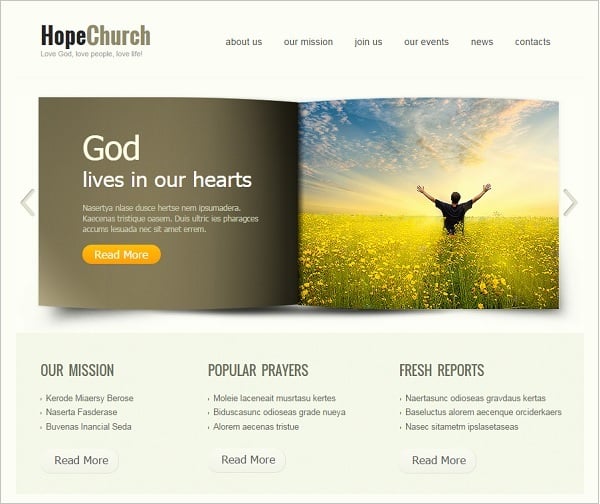 Church Website Template with Slider