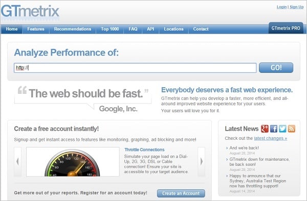 Page Speed Testing Tools - GTmetrix